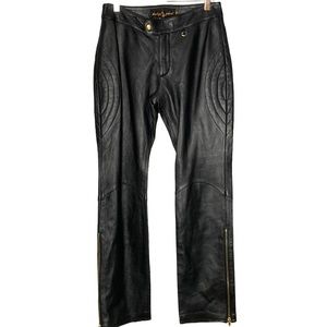 BABY PHAT BLACK LEATHER LINED BIKER PANTS W/ LEG  ZIPPERS & BACK POCKETS SZ 5/6